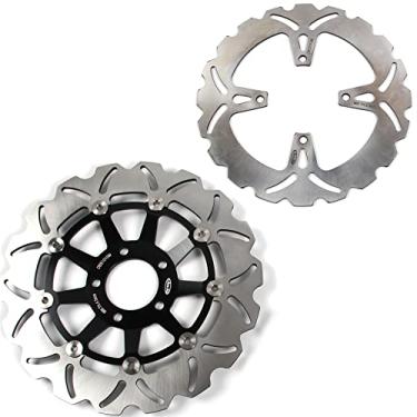 Imagem de Arashi Discos de freio dianteiros traseiros rotores para Suzuki GS500E 1989-2003, acessórios de substituição de motocicleta preto