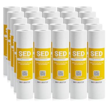 Imagem de Max Water Cartucho de filtro de sedimentos de 1 mícron 10 x 2,5 de substituição compatível com filtros de água de poço - P5, AP110, WHKF-GD05, WFPFC5002 (pacote com 25)