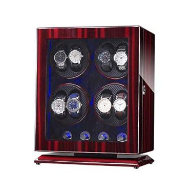 Imagem de Caixa enroladora de relógio para 8 relógios automáticos, com luz LED azul, 4 modos de rotação, motores bastante adequados para relógios femininos e masculinos /956