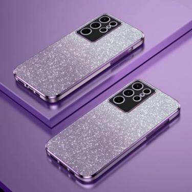 Imagem de Capa de celular com suporte magnético e glitter de TPU para Samsung Galaxy S25 Ultra S24 S23 FE S22 S21 S20 S10 Plus Note 20 Ultra Pro (para Samsung S20 Plus/roxa)