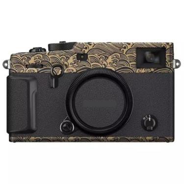 Imagem de Adesivo de capa de câmera X Pro3 para FujiFilm X-Pro3 protetor de câmera película protetora de pele decoração e resistência ao desgaste XPro3 (onda ouro + couro preto)