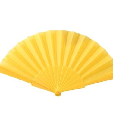 Imagem de Leque Liso Clássico para Dia a Dia, Dança e Festa - Leque de Vento Leve e Resistente - Ideal para Lembrancinhas e Presentes(1,Amarelo)