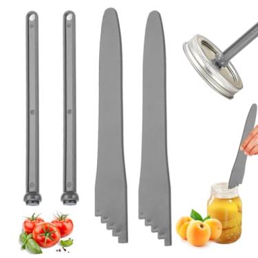 Imagem de Kit de conservas de 4 peças - 2 peças levantador de tampa de pote de elevação magnética e 2 peças removedor de bolhas para conservas kit iniciante, ferramentas de conserva - cinza