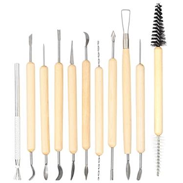 Imagem de Acouto Ferramentas de Escultura de Cerâmica de Barro Conjunto - Kit de Escultura Em Madeira Ergonômica para Projetos de Arte, Cerâmica e Artesanato