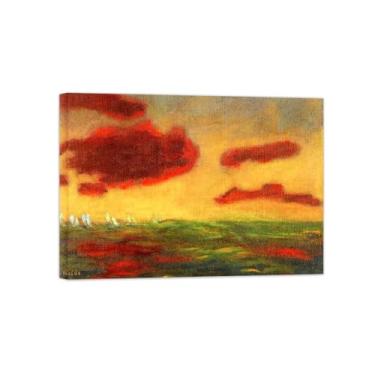 Imagem de Paisagem Abstrata Pôster Famosas Pinturas-Reprodução em Tela-Imagem Decoração Sala de Estar(High Sea) 50x70cm-19x27in Tela Embrulhada