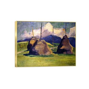 Imagem de BMZFYBS Arte de parede em tela reprodução de pintura famosa - imagens de moldura dourada para sala de estar - palheiros-decoração pôster e impressões 60 x 80 cm 24 x 31 pol