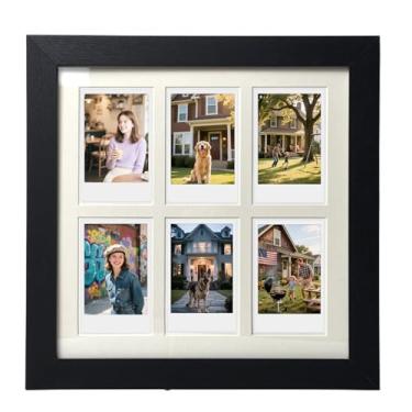 Imagem de Comtraker Colagem de porta-retrato Polaroid para mini filme Instax 2x3 - 6 aberturas, visor de parede preto (preto, 10 × 10)