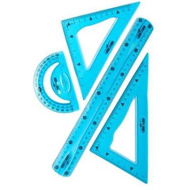 Imagem de Kit Geométrico De Réguas Flexível Com 4 Peças Escolar - Leo&Leo , Azul