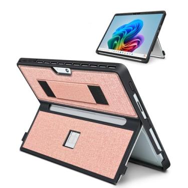 Imagem de Capa para Microsoft Surface Pro 11/10/9/8 de 13 polegadas, com capa para stent e alça de mão, capa resistente à prova de choque multifuncional compatível com teclado tipo capa, material TPU/PU (rosa)
