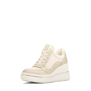 Imagem de Michael Kors Tênis feminino Emmy Wedge Trainer, Ouro pálido, 39