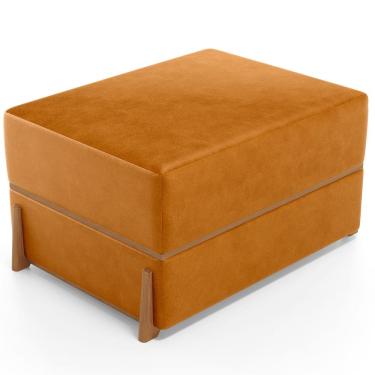 Imagem de Puff Decorativo Retangular Para Sala de Estar Domus L02 Couríssimo Whisky - Lyam Decor