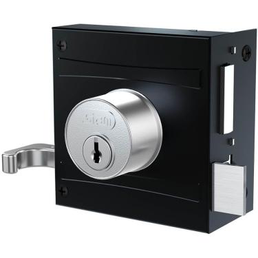 Imagem de Fechadura Jena 701-80 Preta Fosca Com Espelho Em Inox - 56317 - Stam