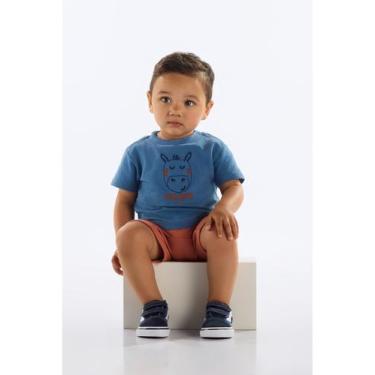 Imagem de Conjunto Camiseta e Bermuda para Bebê Quimby, Azul, G