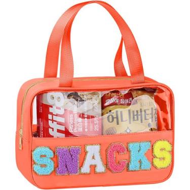 Imagem de Bolsa de lanche TESAFNG Chenille Letter Clear, bolsa de maquiagem impe
