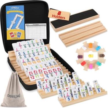 Imagem de Conjunto de dominós Mexican Train Doreimi Double 12 com 8 suportes