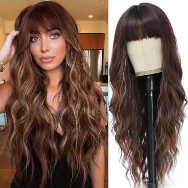 Imagem de Peruca MINSEEYOO Brown Mix Blonde 66 cm de comprimento e ondulada para