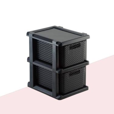 Imagem de Gaveteiro Ratan Organizador Preto 2 Gavetas Agraplast