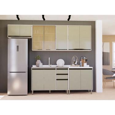 Imagem de Cozinha Modulada Compacta 5 Peças Sem Tampo Linea Luciane Mó Pátina Ff-mocca Laca