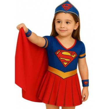 Imagem de Fantasia Infantil Super Girl Com Tiara e Braceletes - Genérica, Dourad