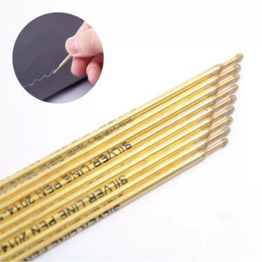 Imagem de Kit 10 Refil Caneta Para Riscar Couro Prata Marcador Tecido - Berto Av