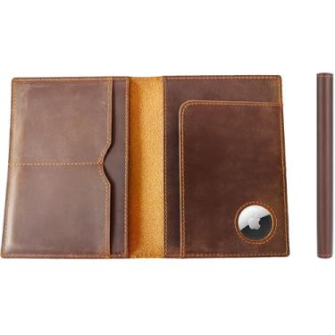 Imagem de STAR VISTA Porta-passaporte de viagem de couro Albatross, design minimalista, bloqueio RFID, para homens e mulheres - Carteira fina para passaporte, dobrável, com suporte AirTag