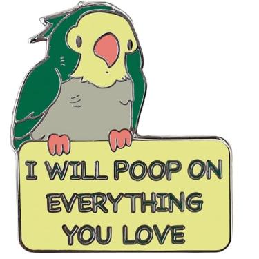 Imagem de Ficsowy Broche com citação em inglês verde papagaio esmalte broche divertido pássaro emoji acessório mochila