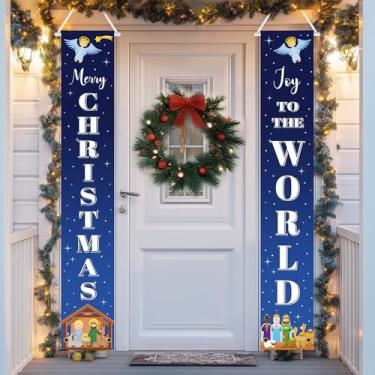 Imagem de Avezano Faixa de porta de Natal para presépio decorações de Natal ao ar livre religioso Jesus Natal banners pendurados suprimentos para festas de fim de ano