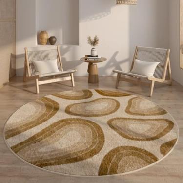 Imagem de Tapete redondo estilo tronco para sala de estar, tapete americano retrô com flores, para quarto, macio e espesso (200x200 cm/E)