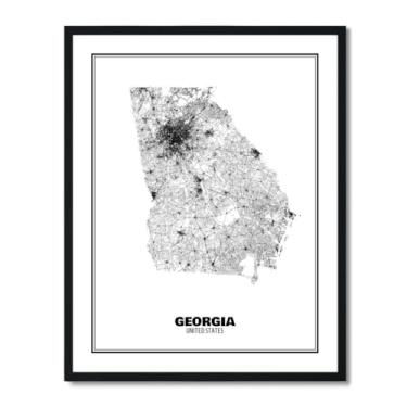 Imagem de Susie Arts Pôster de arte abstrata de mapa de estrada de rua do estado da Geórgia, 20 x 25 cm, decoração de parede, casa, escritório, escola, sds009