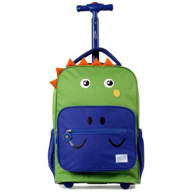 Imagem de Mochila Escolar Infantil com Rodinhas 40cm TWISE Dino para Crianças, Verde