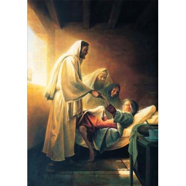 Imagem de Quadro Com Moldura Religiosos Jesus Ressuscita a Filha de Jairo - Fabr