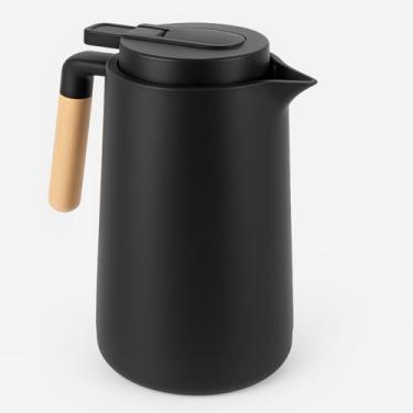 Imagem de Garrafa Térmica De Café Chá Plástica Quente Frio 1 Litro Cabo De Madeira Premium