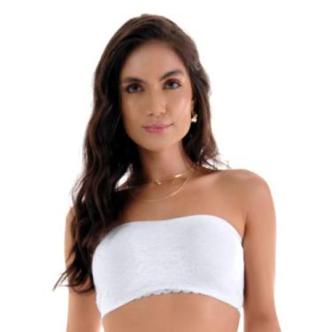Imagem de Sutiã Top Faixa Anatômico com Renda sem Costura Branco Zee Rucci, P