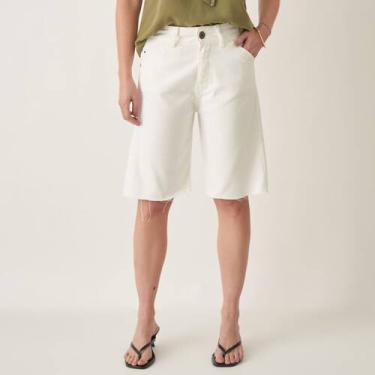 Imagem de Bermuda Jeans Color Alongada com Bolso Faca - Bloom, Branco cru, 36