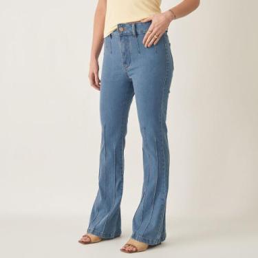 Imagem de Calça Jeans Flare Cintura Alta com Nervuras - Bloom, Jeans delavê, 38