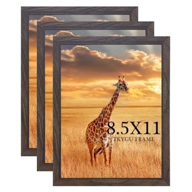 Imagem de TKYGU Conjunto de 3 porta-retratos de nogueira, 21 x 27 cm, porta-retratos e porta-fotos, formatos horizontais e verticais para parede ou mesa, moldura de 21 x 28 cm com acrílico resistente a