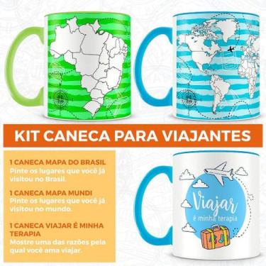 Imagem de Kit de Canecas Personalizadas para Quem Ama Viajar - 3 Canecas de Porc