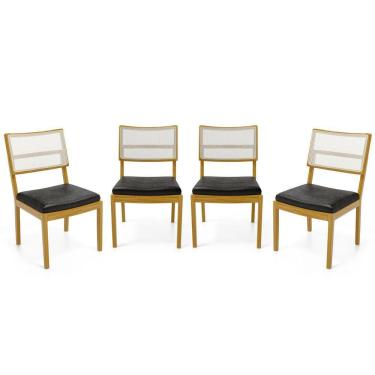 Imagem de Kit Com 4 Cadeiras Milena Madeira Maciça Assentos Estofados Encostos De Tela Sintética