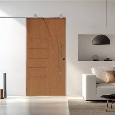 Imagem de Porta Correr Pmf-134 Trilho Soft Aparente Puxador Tubo 80cm 72x210cm E