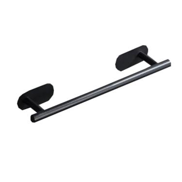 Imagem de Toalheiro, toalheiro de parede de aço inoxidável com estrutura resistente, cabide de toalha à prova de ferrugem limpável, suporte de toalha de hotel de cozinha/preto/a