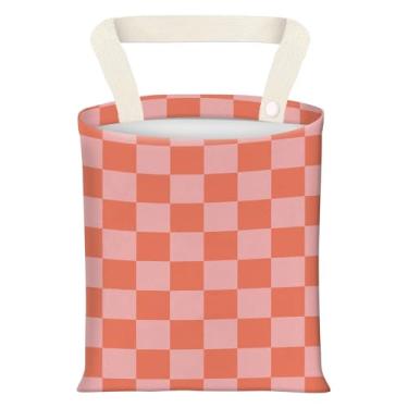 Imagem de ADQWIOVL Caixote de lixo de carro, organizador de carro e bolsa de armazenamento para viagens, lindo tabuleiro de xadrez vermelho e rosa