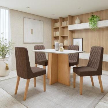 Imagem de Conjunto Sala de Jantar 4 Lugares Retangular Tampo MDF Mesa Celebrare 