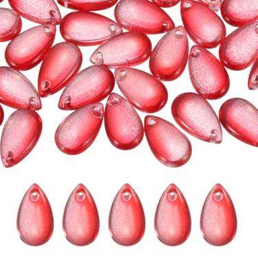 Imagem de PATIKIL Miçangas de gota, 50 peças de pingentes perfurados de cristal, pingentes, pingentes, gota, tcheco, para fazer joias, pulseiras, colar, brincos, artesanato, vermelho dourado