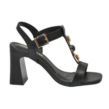 Imagem de Sandália Feminina Salto Alto Grosso Via Marte Preta, Preto, 38