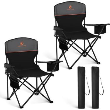 Imagem de Cadeira de acampamento HIGH POINT SPORTS, pacote com 2 unidades pretas