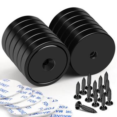 Imagem de Magnet TRYMAG 12 unidades de terra rara preta com adesivo de 50 kg