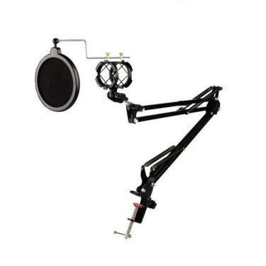 Imagem de Kit Haste Articulado,braço Flexível P/microfone dinâmico c/pop filter,