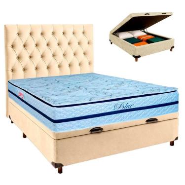 Imagem de Kit Cabeceira + Cama Box Bau + Colchão Casal Molas Ensacadas Blue Paropas