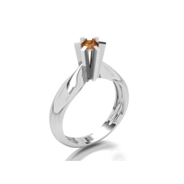 Imagem de Anel Solitario Prata 950 4mm Citrino Entrega Imediata