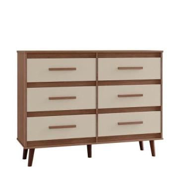 Imagem de Cômoda Pé Palito Para Quarto 6 Gavetas Lima Savana - Off White - MOBLI